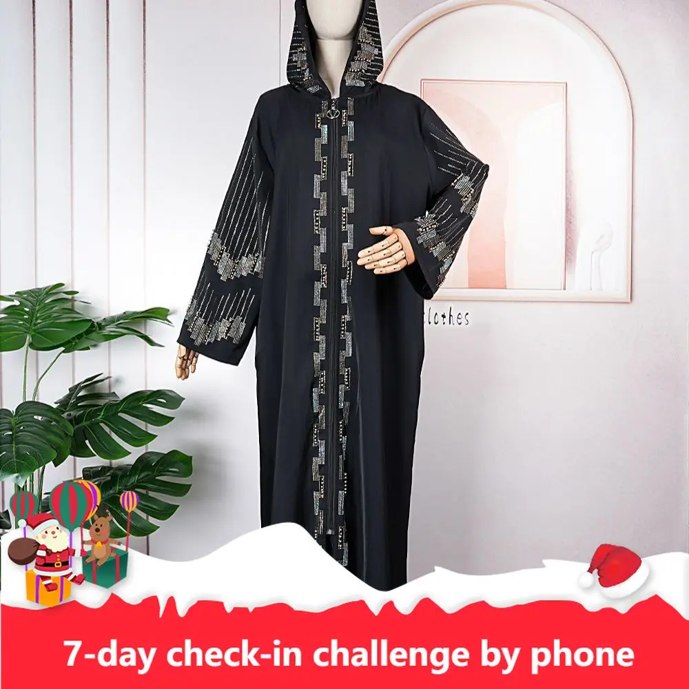 African mother's robe fashionable elegant dress V-neck luxury front and back diamond horn sleeve