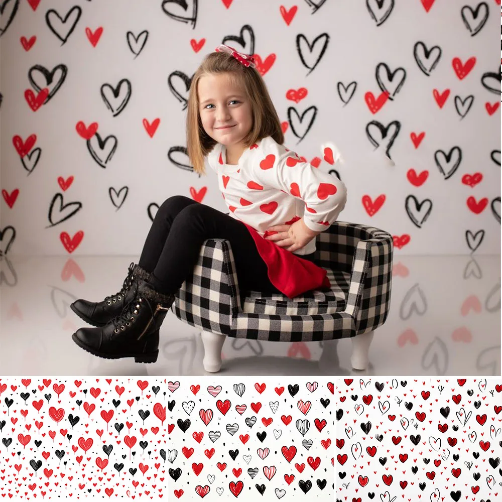 Valentine's Day Love Photography Background Red Heart Party Decoration Boy Girl Family Photography Message Photo Studio Props