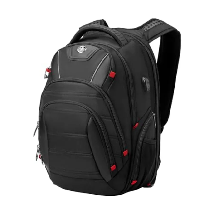 حقيبة ظهر للكمبيوتر المحمول للرجال بتصميم Swissdigital للسفر الجامعي والأعمال مع منفذ شحن USB متكامل وحماية RFID