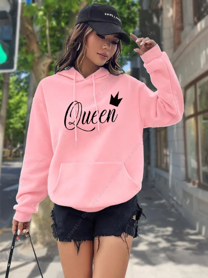 

Women's Hoodie High quality Tops Fashion Aesthetic Sweatshirt Streetwear Y2k Clothes Women Pullover Hoodies Pink Light Blue