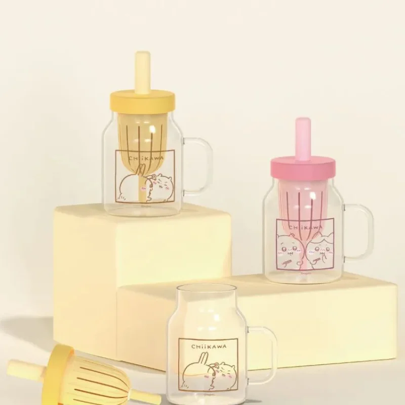 

Chiikawa Kawaii 800ml Glass Water Cup Tea Infuser Handle Straw Design Leakproof Lid Large Capacity Perfect Cold Brew Fruit Tea