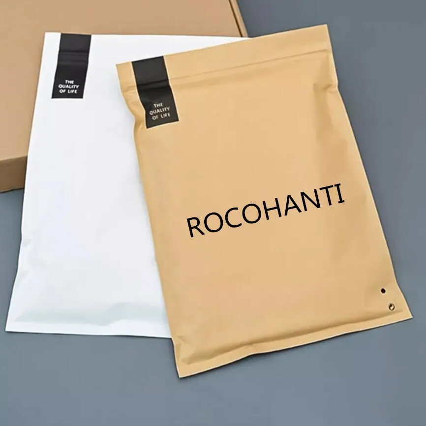 

50pcs Custom printed Kraft Paper bag T-shirt clothing paper mailer bag with adhesive strip and tear strip paper mailer bag