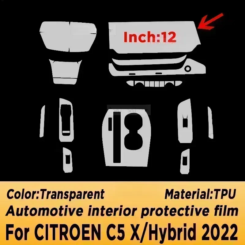 For CITROEN C5 X 2022 Gearbox Panel Dashboard Navigation Automotive Interior Protective Film TPU Anti-Scratch Sticker Protect