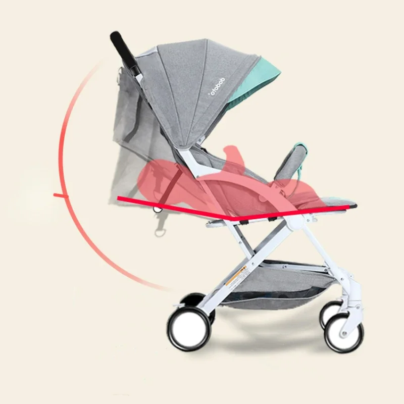 

Portable One-Button Folding Baby Carriage - High Carbon Steel Frame, Sit or Lie Down, Children's Umbrella Pram for Travel