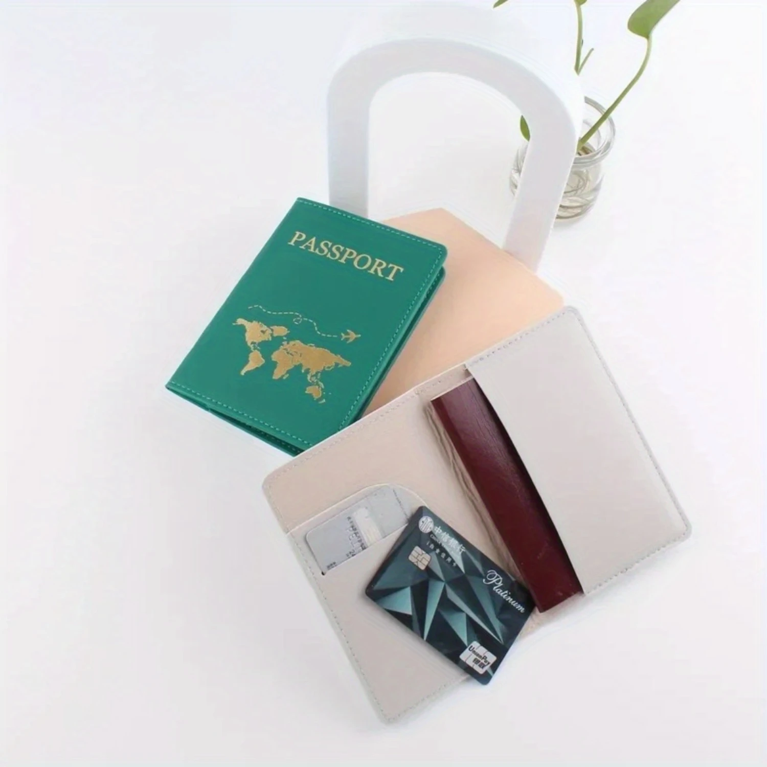 2pcs/Set Slim Passport Holder, PU Leather Cover With Card Case, Simple Fashion World Design, Gift Supplies  envelope challenge