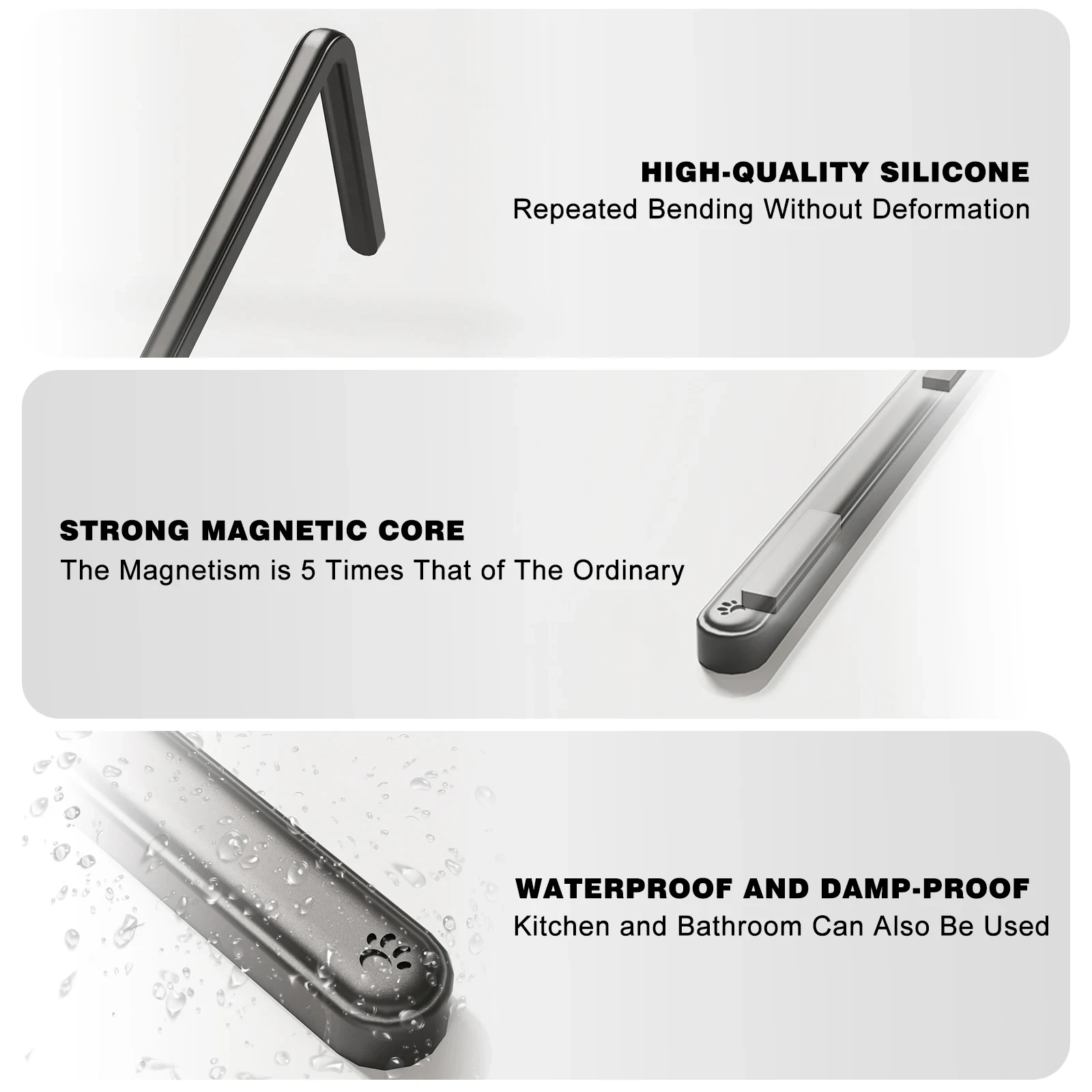 Silicone Rectangular Fridge Magnets, Flexible Waterproof Magnets，for Kitchen、Refrigerator、Whiteboard、Metal board、Office、Lockers view 4