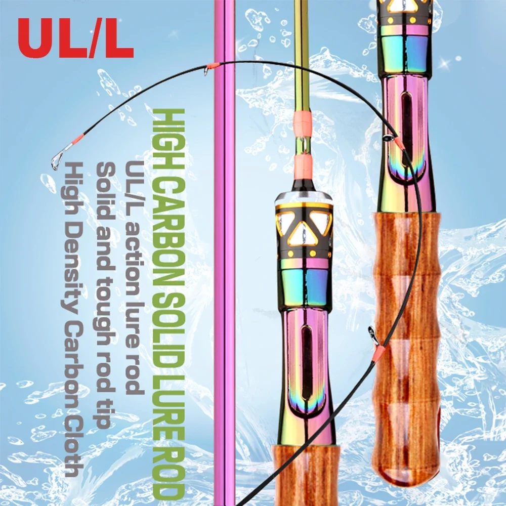 송어 루어 낚시용 민감한 솔리드 팁 플라이 미끼 UL/L 스피닝 캐스팅, 초경량 2 섹션 낚싯대, 1.68-1.8m 테스트 5-20g
