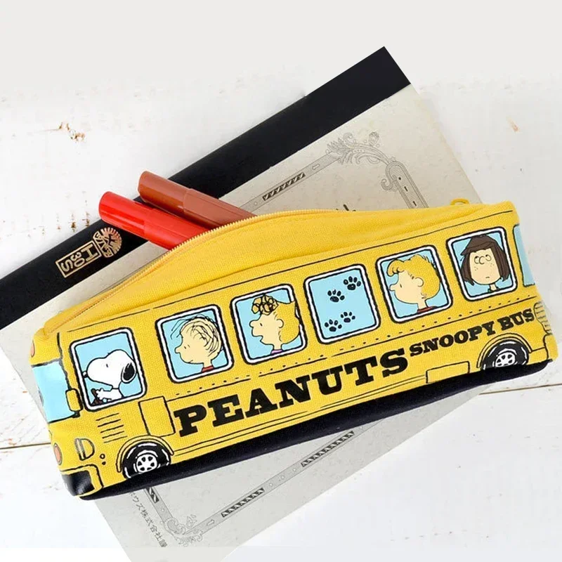 Snoopy piórnik o dużej pojemności płótno autobus kreskówkowy studenci piórnik torba do przechowywania piórnik torba szkolne artykuły papiernicze