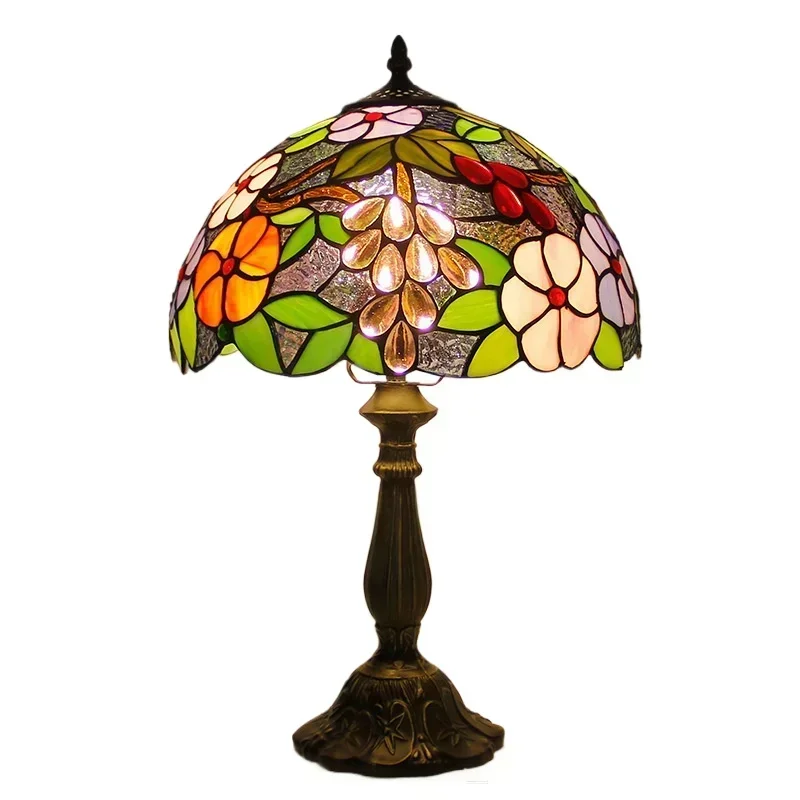 12inch 30cm Retro Hummingbird Stained Glass Tiffany Table Lamp Study Bar Hotel Bedside Desk Lamp