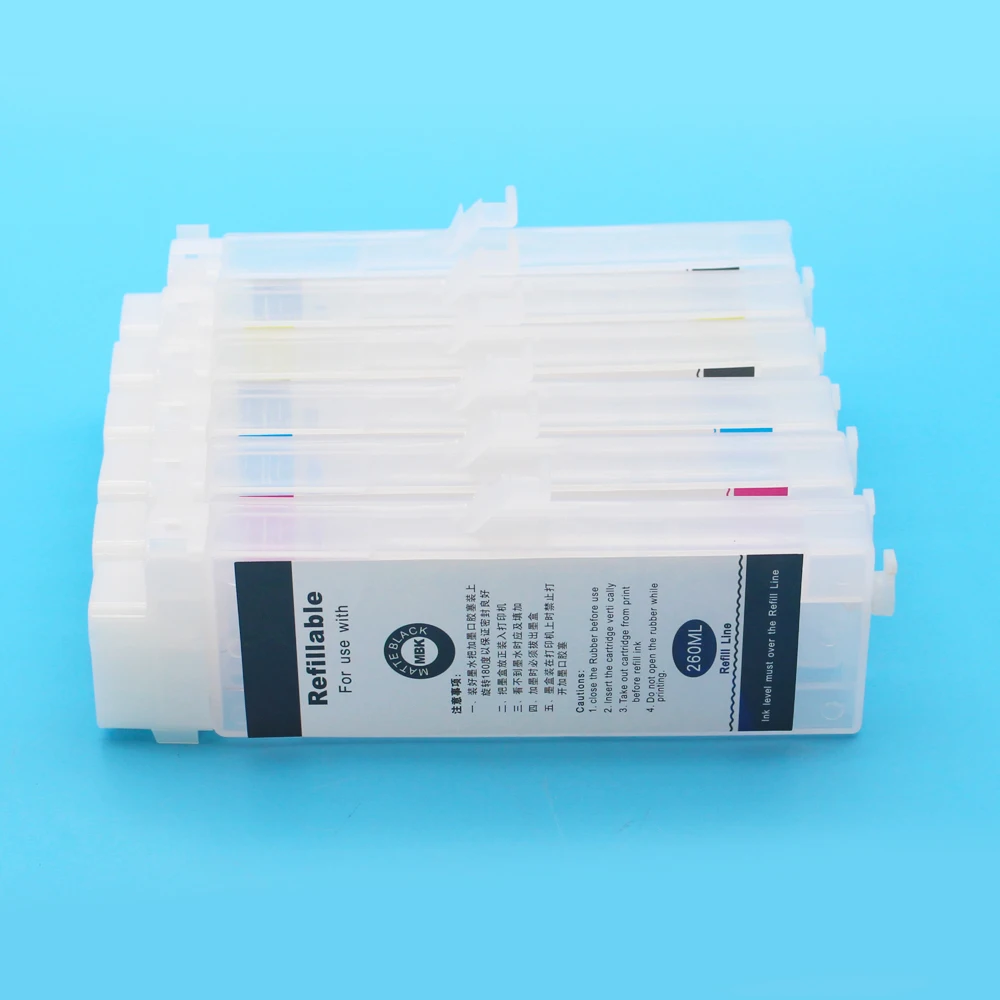 260ml PFI102 Refillable Ink Cartridges For Canon iPF500 iPF510 iPF600 iPF605 iPF610 iPF700 iPF710 iPF750 With PFI-102 Chips