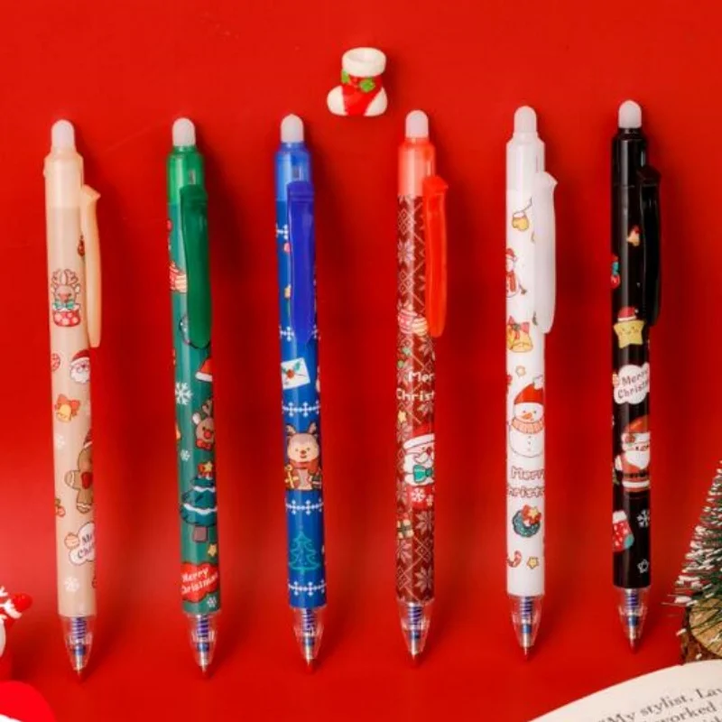 

48 шт./лот Kawaii Рождество Санта-Клаус Лось Снеговик стираемая гелевая ручка милые 0,5 мм синие чернила нейтральные ручки офисные школьные принадлежности