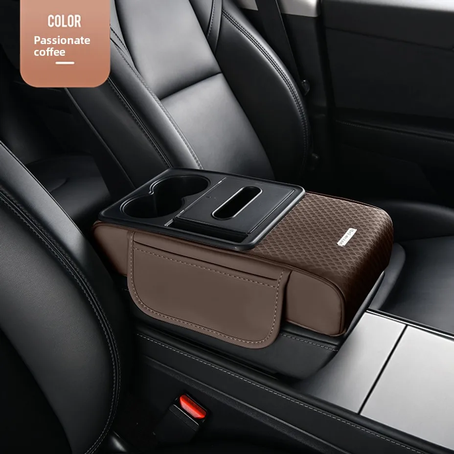 

Auto Center Console Armrest Cushion With 2 Cup Holder Armrest Heightening Pad Auto Amrest Pillow Cover Pad for All Seasons