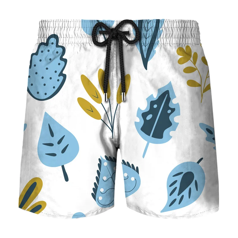 

Simple Plant Leaves Graphic Surf Board Shorts Pants Men 3D Printed Casual Hawaii Beach Ice Shorts Swimsuit Quick Dry Swim Trunks