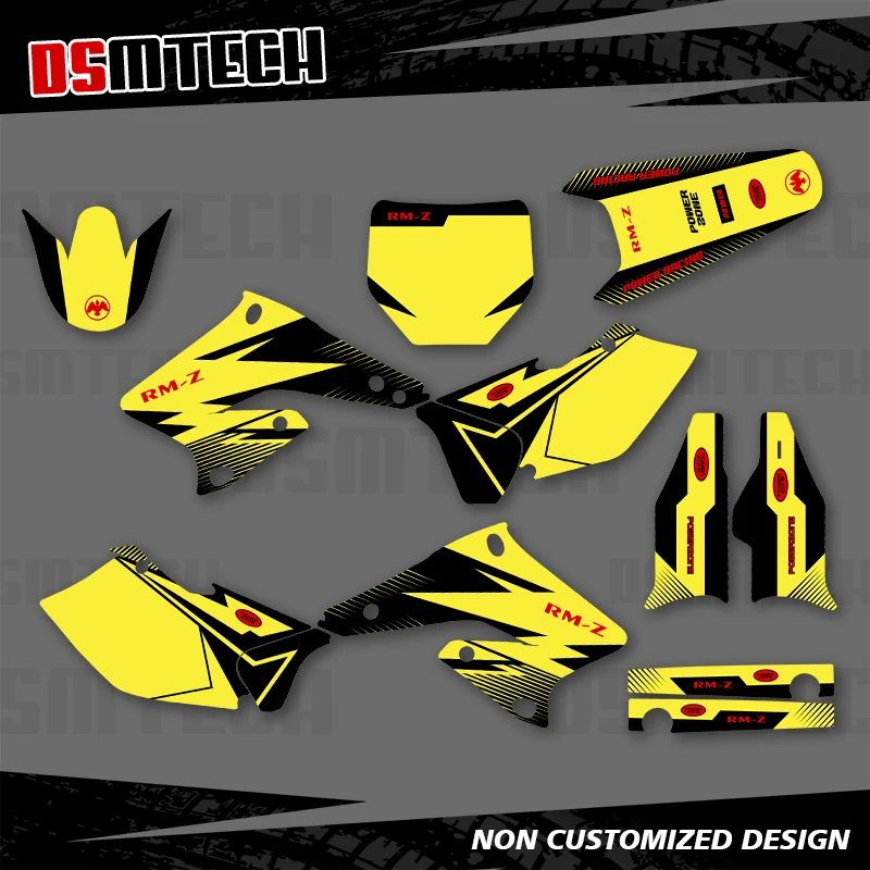 

DSMTECH для SUZUKI RMZ 250 2004 2005 2006, графические наклейки, наклейки для мотоцикла, фон, индивидуальный номер, имя