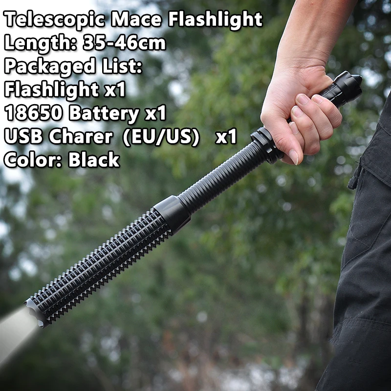 Outdoor Baseball Bat LED Flashlight Waterproof Super Bright Baton Aluminium Alloy Torch EDC Emergency Self Defense Tools