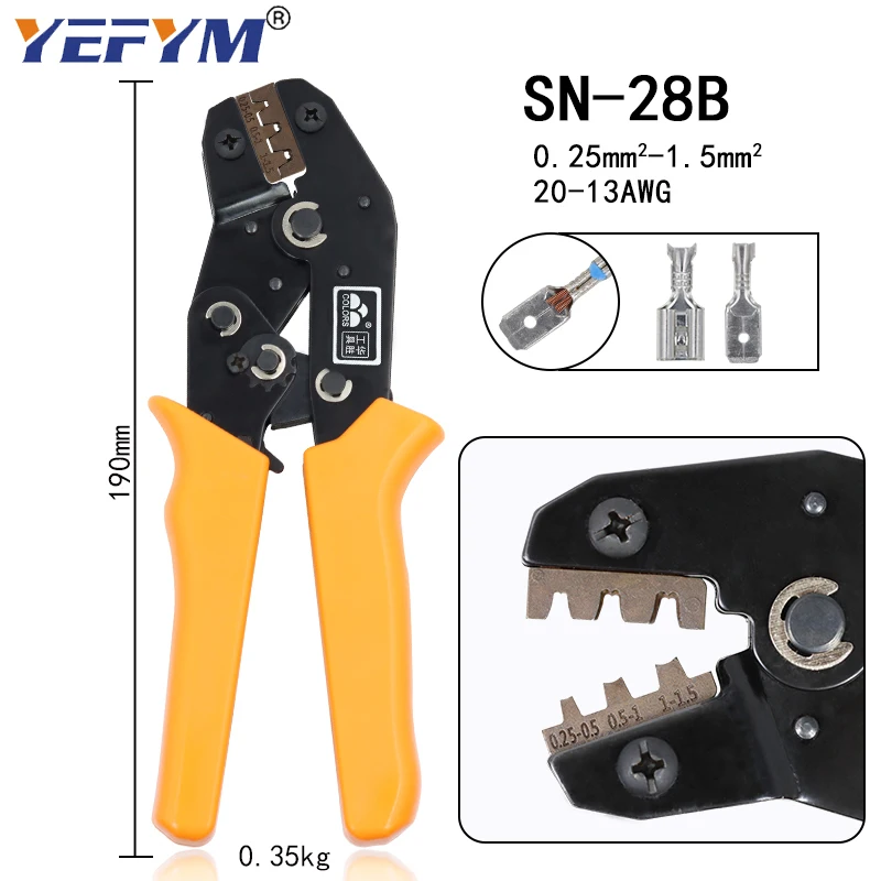 SN-28B crimping pliers 10 jaws for TAB 2.8 4.8 6.3/C3 XH2.54 3.96 2510/tube/non insulation terminals electrical clamp kit tools