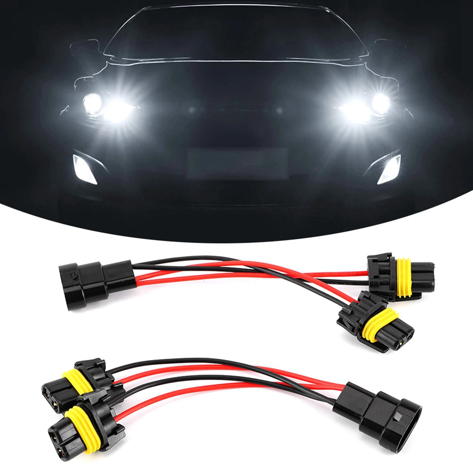 

2Pcs Headlight Splitter 2Pcs Wiring Harness Male To Female 9005 9006 One To Two For Car Headlight Retrofit Plug And Play