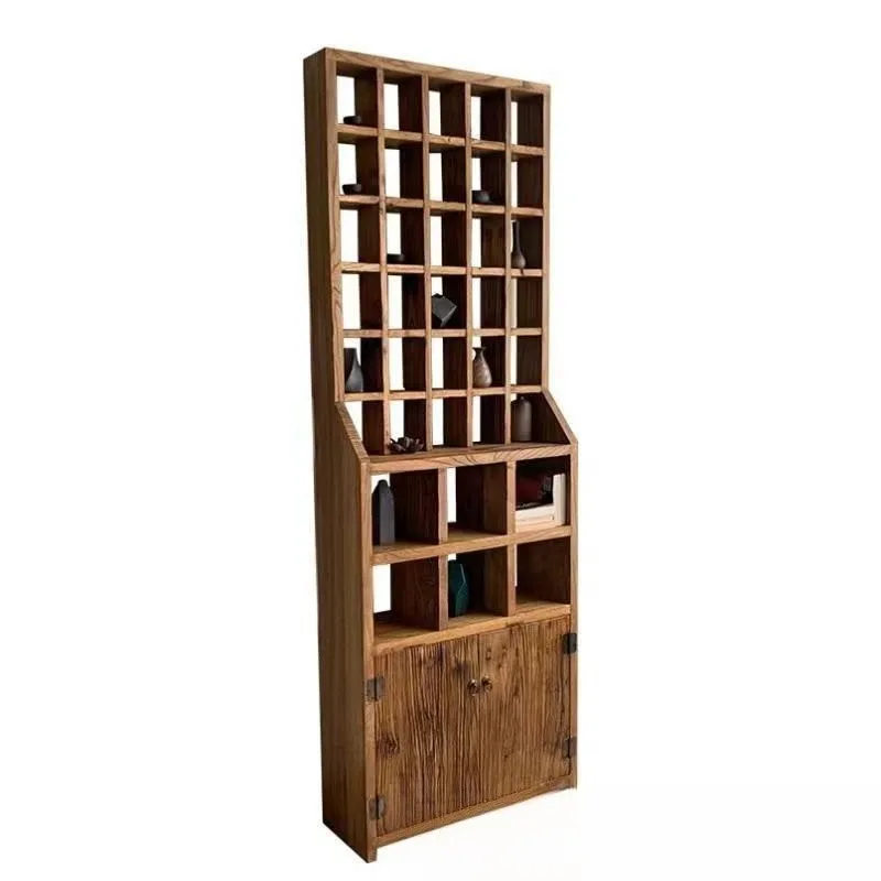 Old elm vertical bogu storage rack retro wall-mounted wooden antique rack solid wood display storage