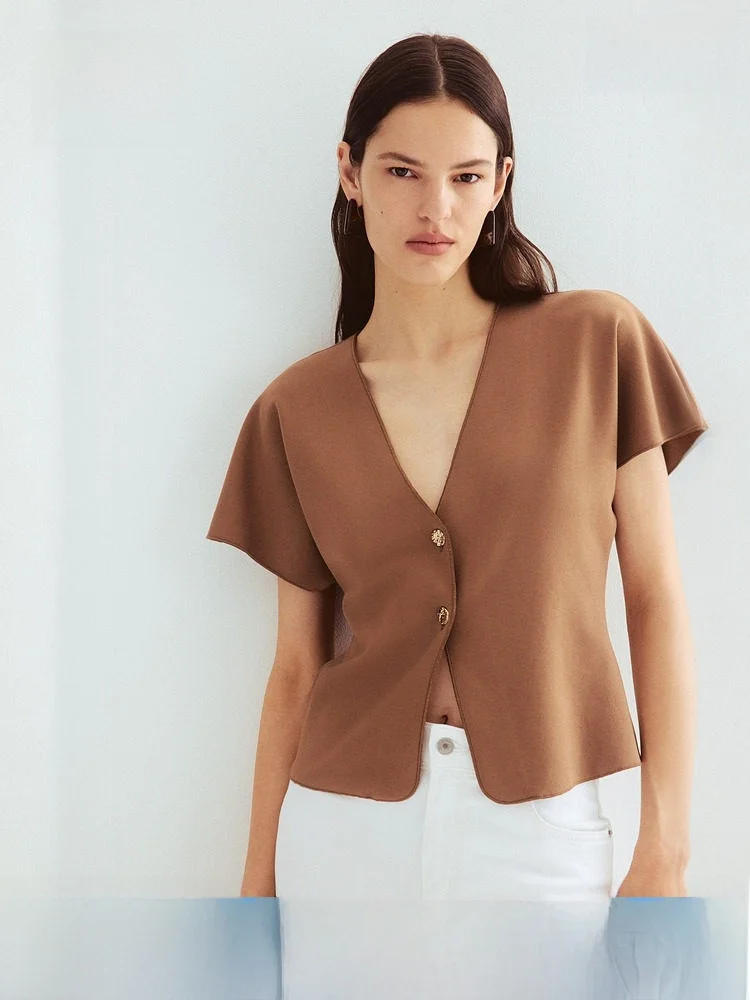 

H&M Spring Women's ort Outerwear Batwing Sve Open Cardigan Regular Sve Length Polyester Viscose Spandex Blend