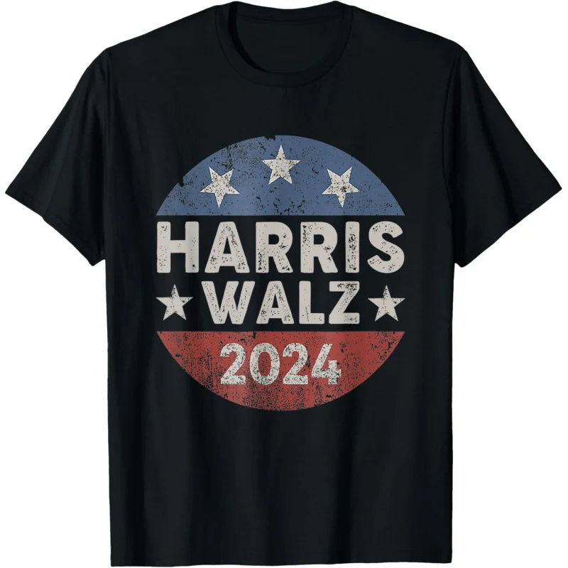 

Harris Walz 2024 Vintage Button Adult Men's and Women's Loose T-shirt