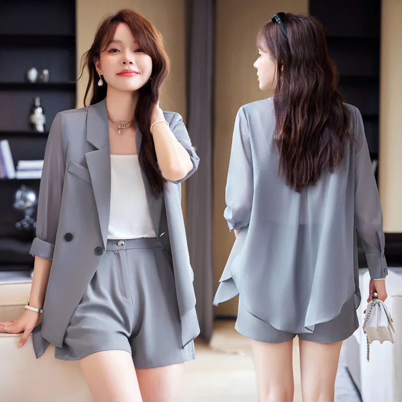 New Fashion Spring Summer Women Half Transparent Thin Blazer Office Lady Single Button Suit Jacket Coat Girl Party Clothing Gift