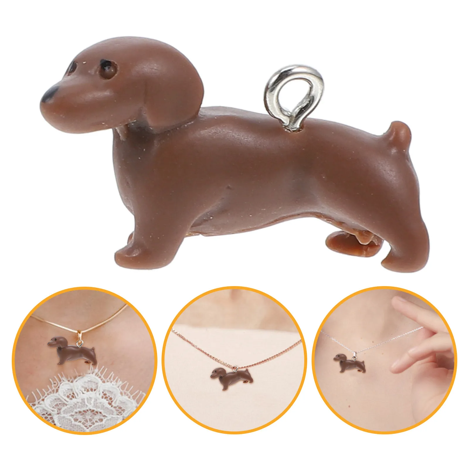 10 piezas de colgantes de resina con forma de perro teckel, adorables dijes de animales pequeños para la creación de joyas, pendientes, collares y pulseras.