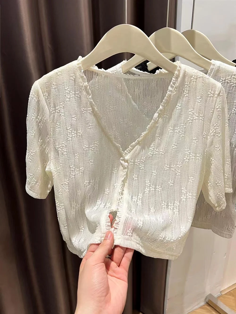 Women's Lace Hook Flower Light Summer ort Sve Open Cardigan White ort Outerwear with Strap Dr Cover up Top