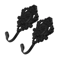 2 Pcs Black Vintage Zinc Alloy Wall Hooks For Decorative Holders Drapery Tiebacks Accessories Curtain Hardware Hangers Side