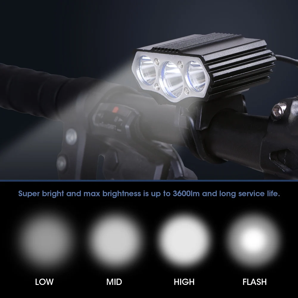 

LED Bike Headlight Bicycle Front Light 3600LM Brightness USB Rechargeable Light Cycling Night Light Bike Light Multiple Modes