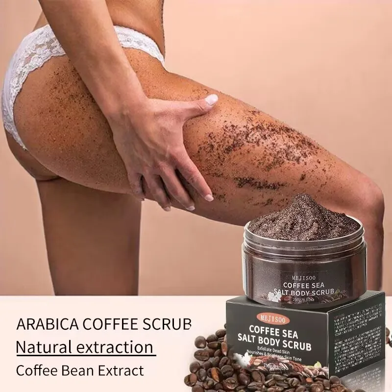 Coffee Coconut Milk Sea Salt Scrub All Natural Exfoliating Body Cleanser Remove Dead Skin Moisturizing Skin Care