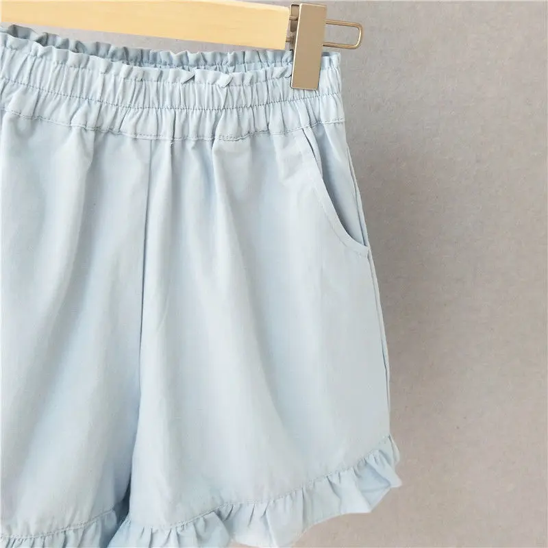 Shorts de algodão e linho para as mulheres, cintura alta, perna fina e larga, estilo coreano, casual, combinar tudo, verão