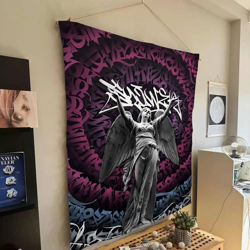 Fashion Graffiti P-Pokras T-Totem Art Printed Large Wall Tapestry Indian Buddha Wall Decoration Witchcraft Bohemian Hippie Wall