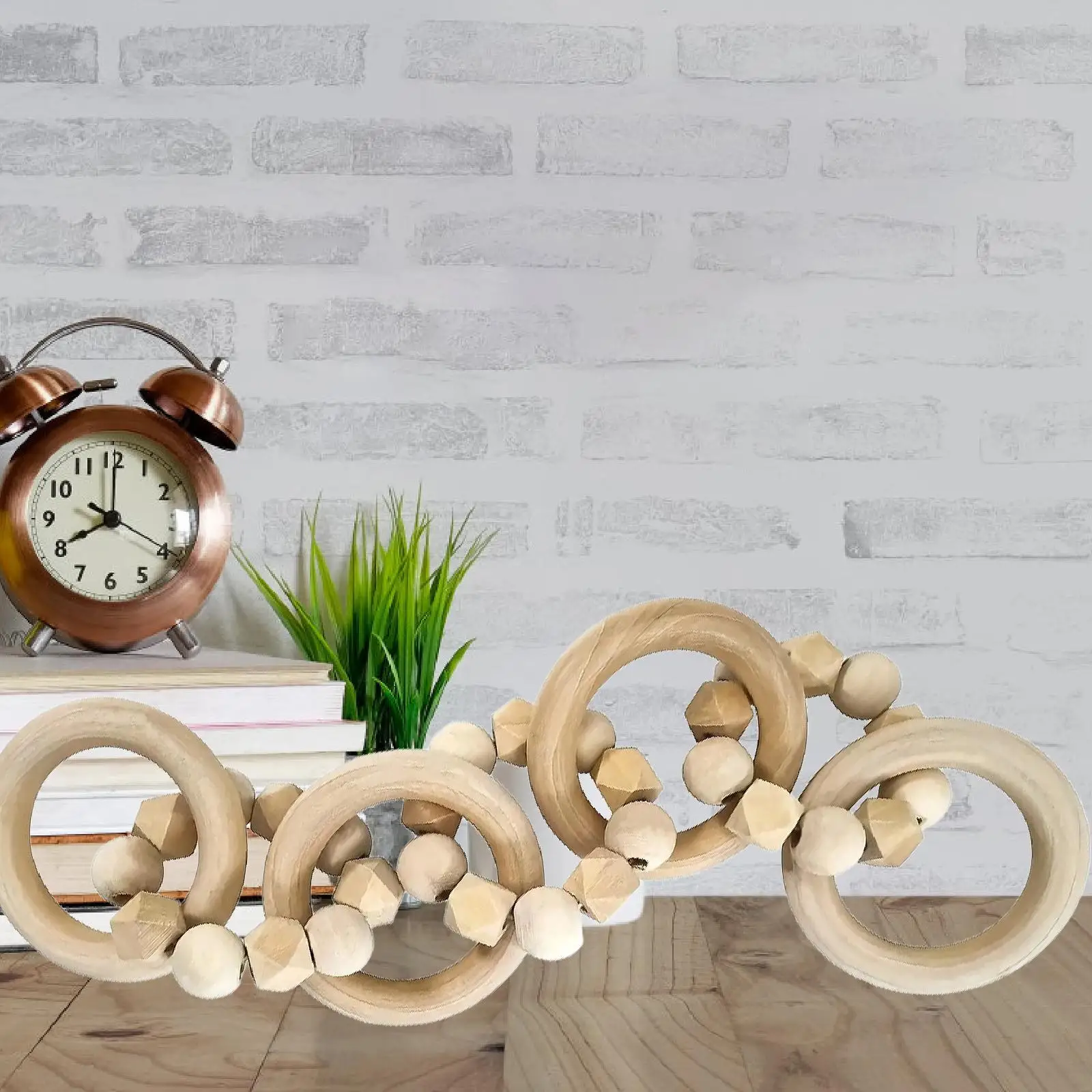 Natural Wood Chain Link Centerpiece Elegant Home Decor Ornament for Living Room Desk Entryway Family Party Decoration