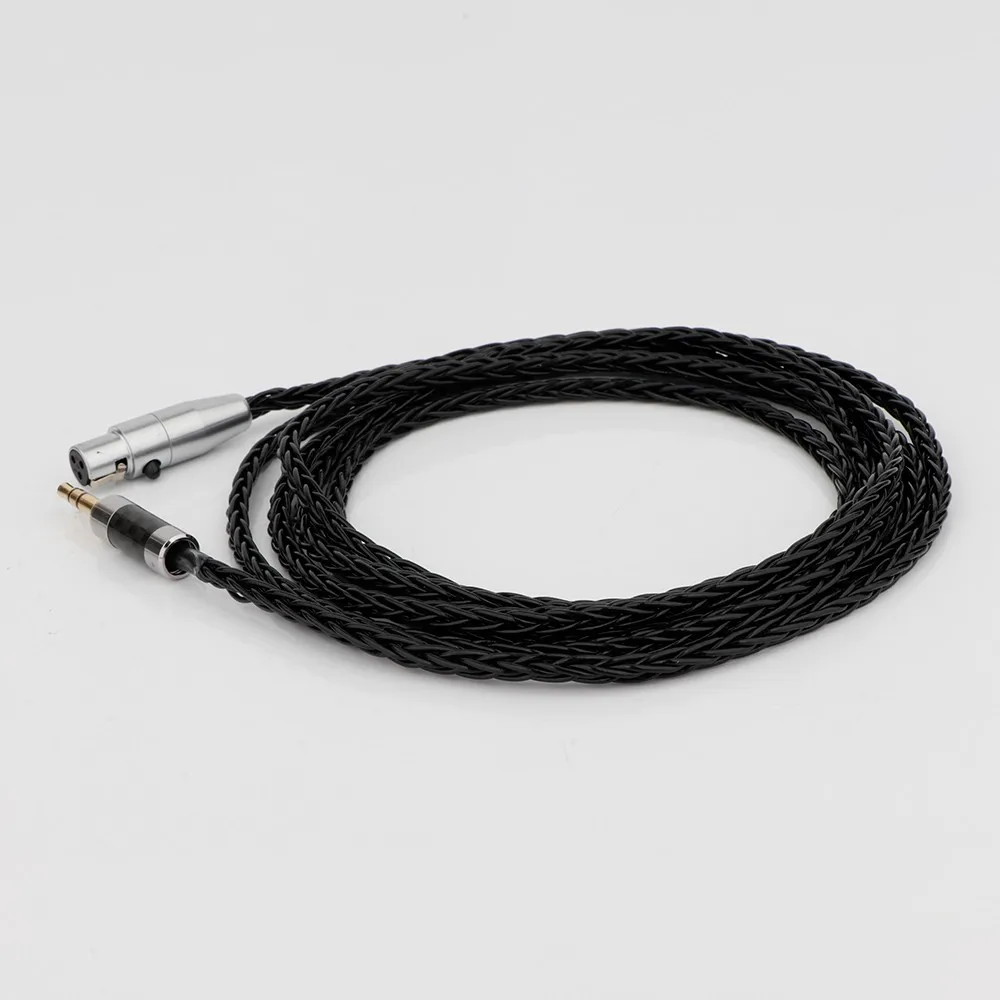 8 Cores Silver Plated Black Earphone Cable HiFi Headphone Cable OCC Silver Plated 2.5 3.5 4.4 6.5mm to Mini XLR Balanced Earphon