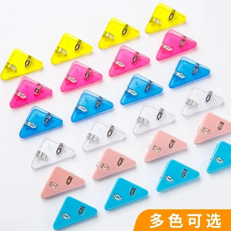 2pcs Color Corner Clips Set Triangle Transparent Page Holder Index Clamp Clip For About 40 Sheets Stationery Office School