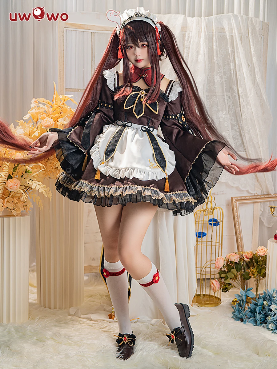 IN MAGAZZINO UWOWO Gioco Genshin Impact HuTao Costume Cosplay Hu Tao Costume da cameriera di Halloween Vestito di Natale Vestito Cosplay Gioco di ruolo