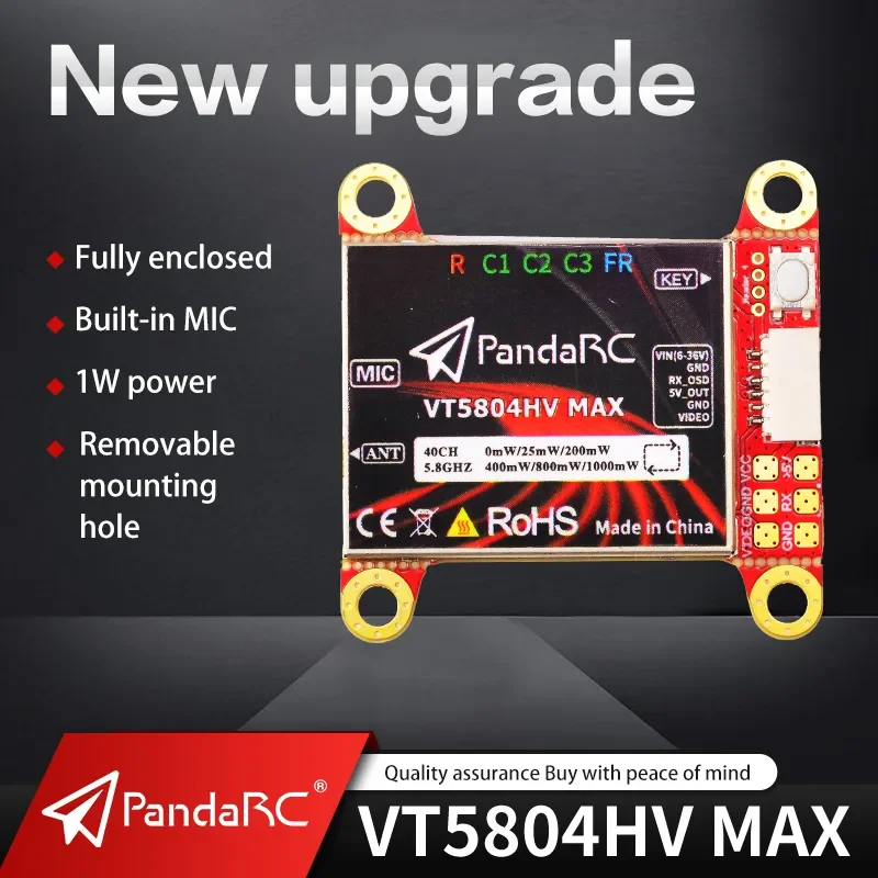 PandaRC VT5804HV MAX 5.8G 40CH 1000mW VTX Ingebouwde Microfoon 6-36V 30X30mm voor RC Vliegtuig FPV Lange Afstand Drones
