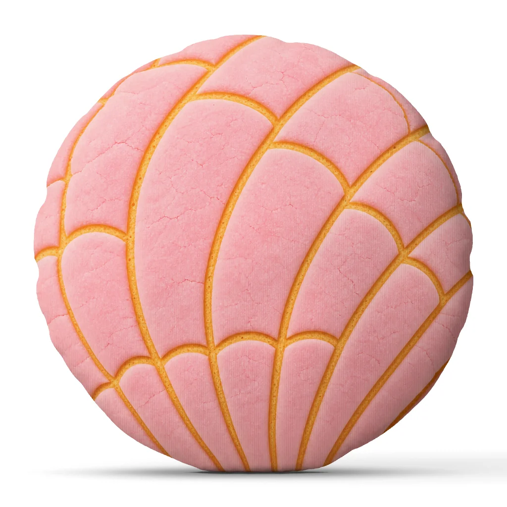 Mexican Concha Bread Plush Pillow Pink Pan Dulce Bakery Cushion Irregular Stuffed Round Throw Pillow for Sofa Home Decor Gift