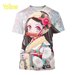 Kamado Nezuko 3D Anime Print T-Shirts Men's and Women's Fashion T-Shirts Demon Slaye Short Sleeve Hip Hop Harajuku Summer