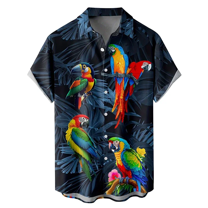 Full Print Tropical Hawaiian Shirts For Men Casual Short Sleeve Button Down Holiday Beach Shirts Men Loose Tee Shirt Clothing