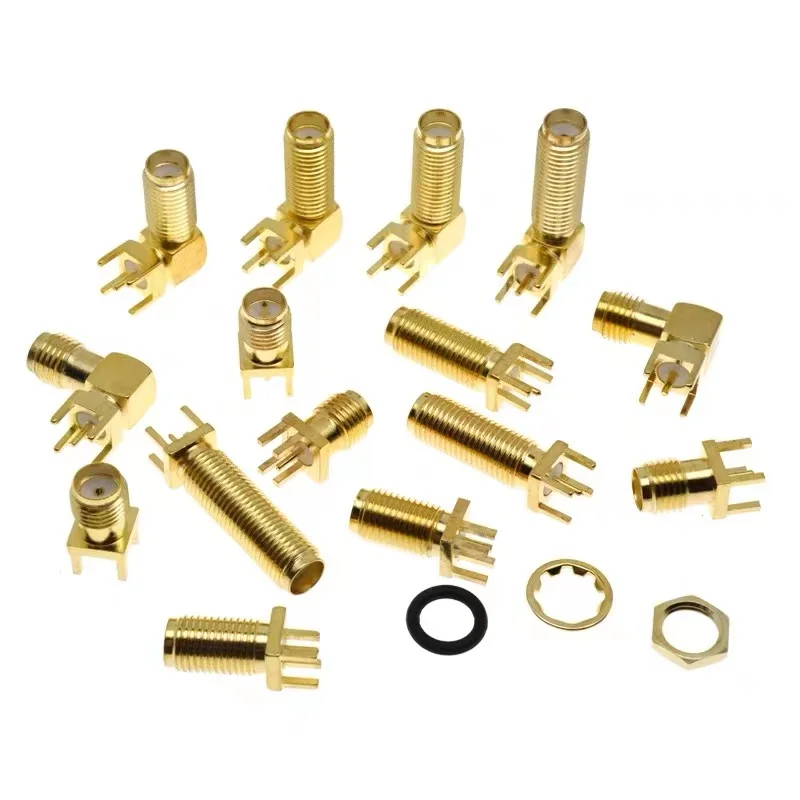 SMA macho e fêmea Jack adaptador, borda de solda, PCB montagem reta, RF cobre conector, soquete, SMA-KWE/KHD, 2pcs