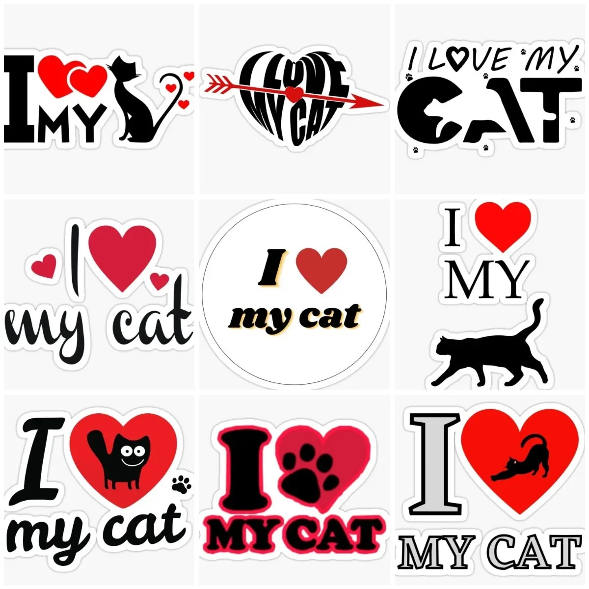 

I Love My Cat Creative Sticker Laptop Car Motorcycle Truck Vinyl Wall Door Room Window Glass Glass Helmet Camper Decal