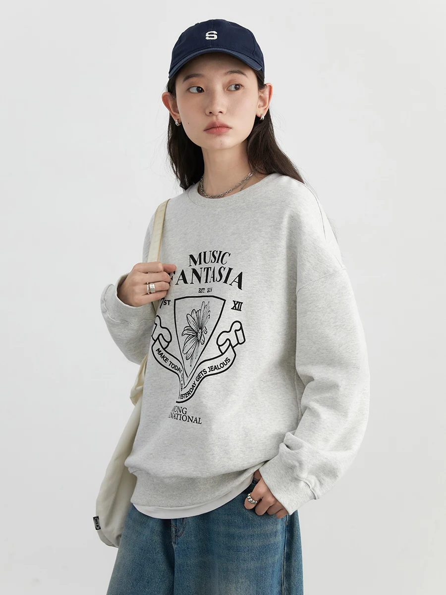 CHIC VEN Women Pullovers Loose Casual Cotton Contrasting Daisy Letter Printed Sport Sweatshirts Female Top Spring Autumn 2024