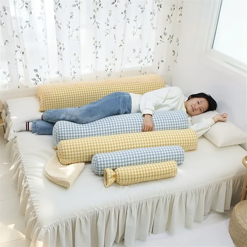 Memory Foam Cylindrical Pillow Round Head Slow Rebound Soft for Neck Lumbar Leg Support Adults Kids Pregnant Removable Cover