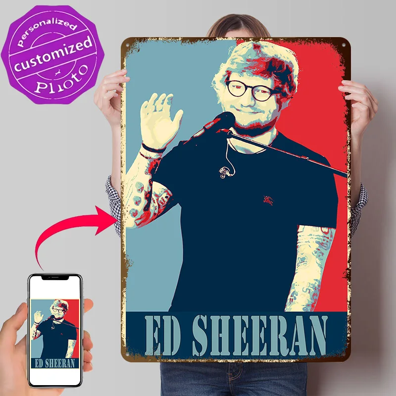 Ed Sheeran Hope 3D Texture Printed Poster Custom Vintage Metal Tin Plate Sign for Wall Art Interior Decoration Living Room House