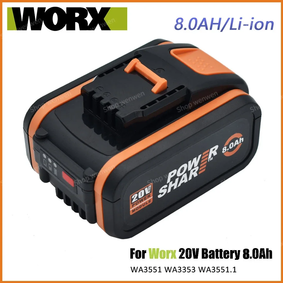 

Original Worx 20V 8.0Ah Lithium battery Rechargeable WA3551 WA3553 WA3553.1 WA3570 for All WORX Electric and Garden Tools