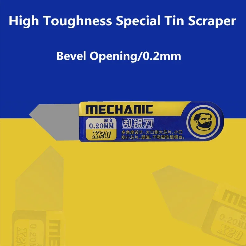 MECHANIC Ultra Thin 0.2mm Tin Spatula Solder Paste BGA Repair Scraper Wear-Resistant Glue Tin Remover Flat Oblique Mouth Blade image 4