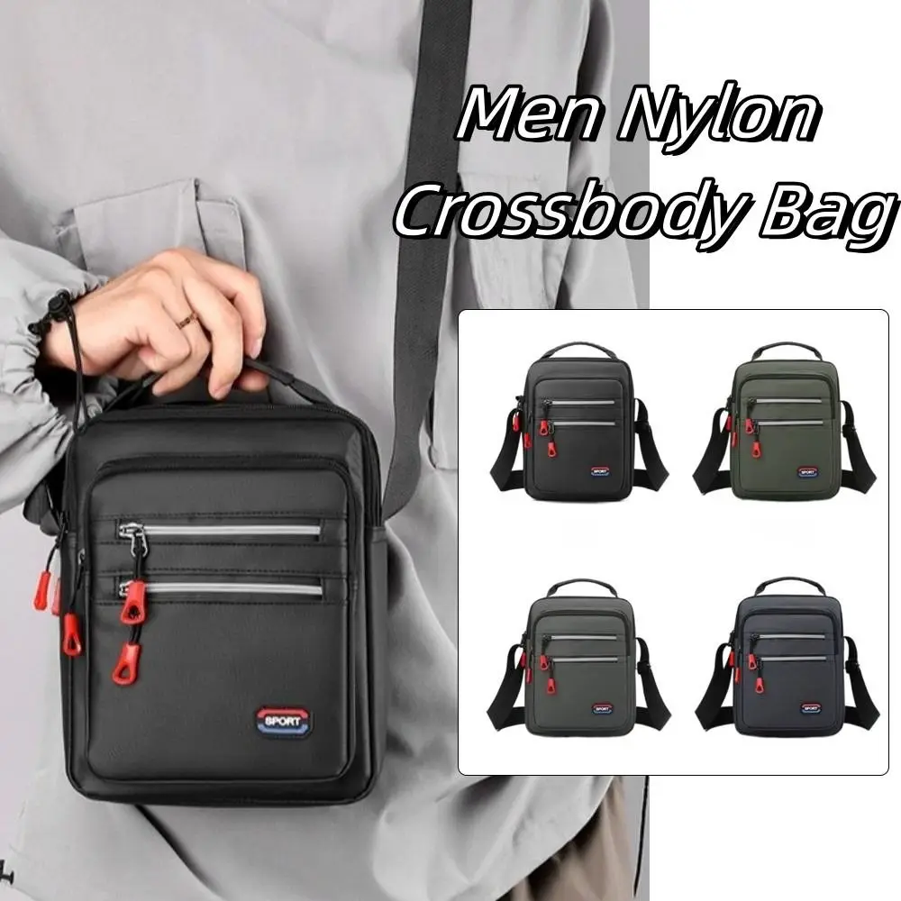 

Square Men Crossbody Bag Solid Color Single Shoulder Nylon Shoulder Bag Large Capacity Multi-layer Business Messenger Bag