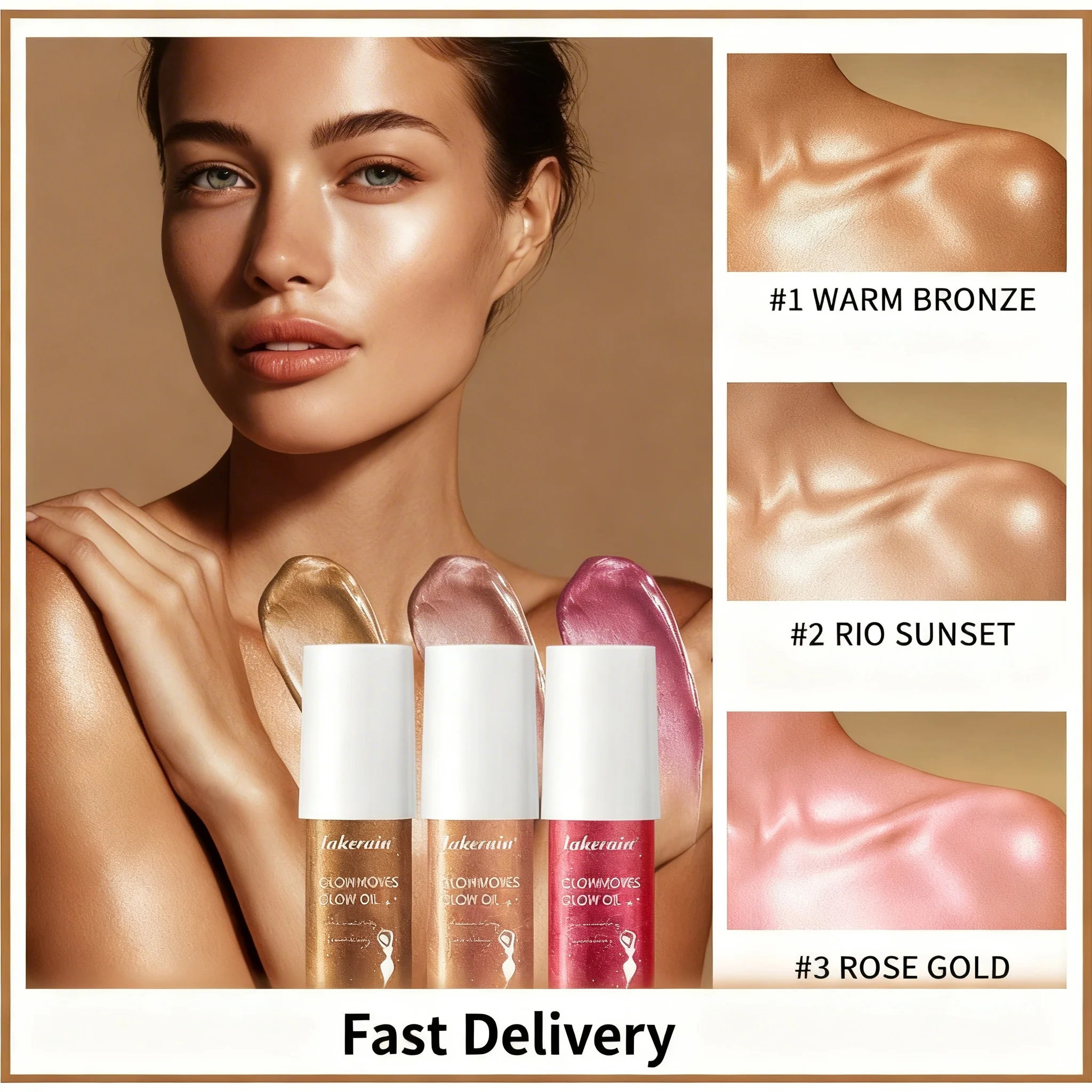 100ml Glowmotions Glow Body Oil Hydrating Softening Brazilian Shimmer Bronze Non-Greasy Non-Sticky Formula for Beachside Party