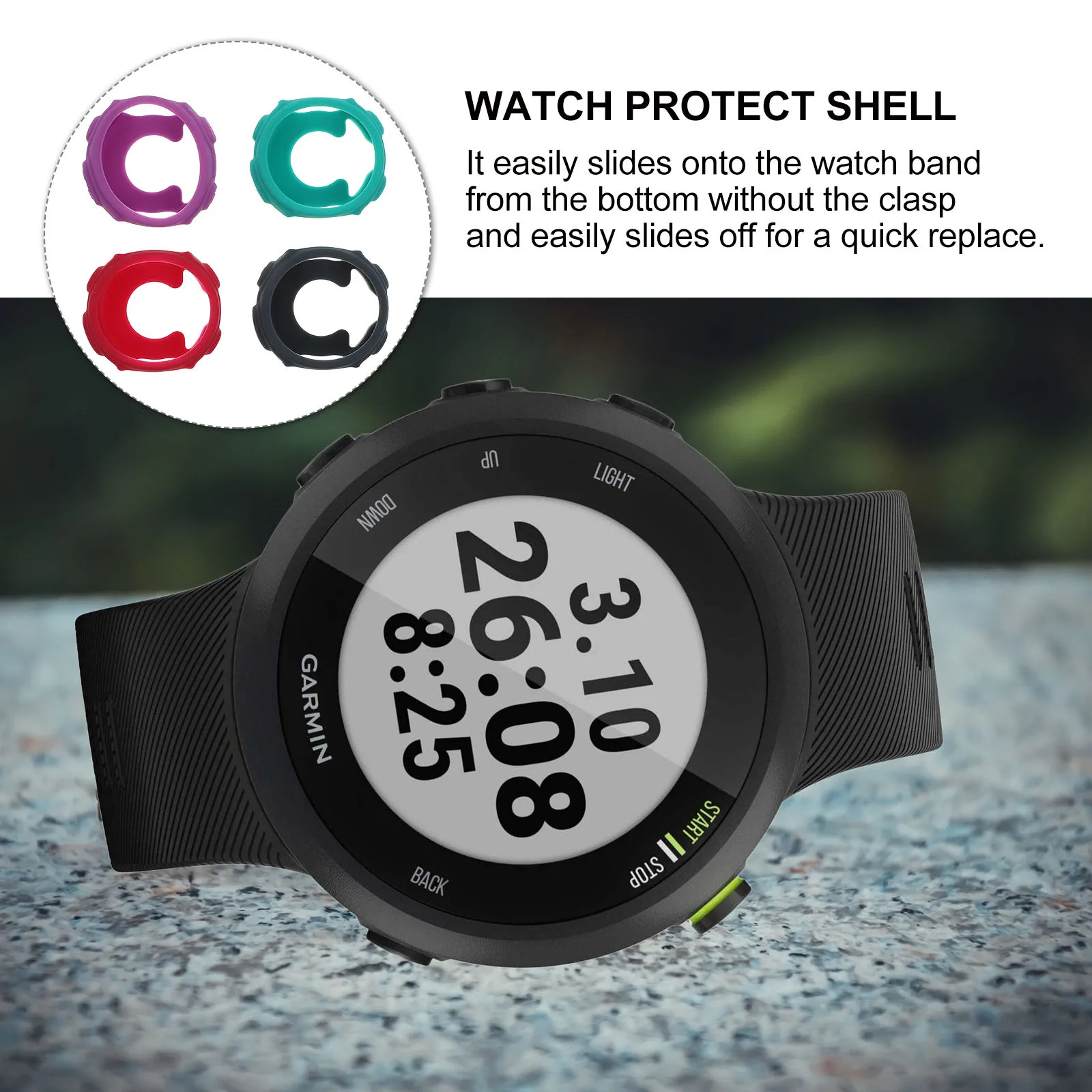 

4Pcs Silicone Protective Watch Cover Shell Slim Lightweight Scratch Proof Protector for Forerunner 235 735Xt Smart Watch